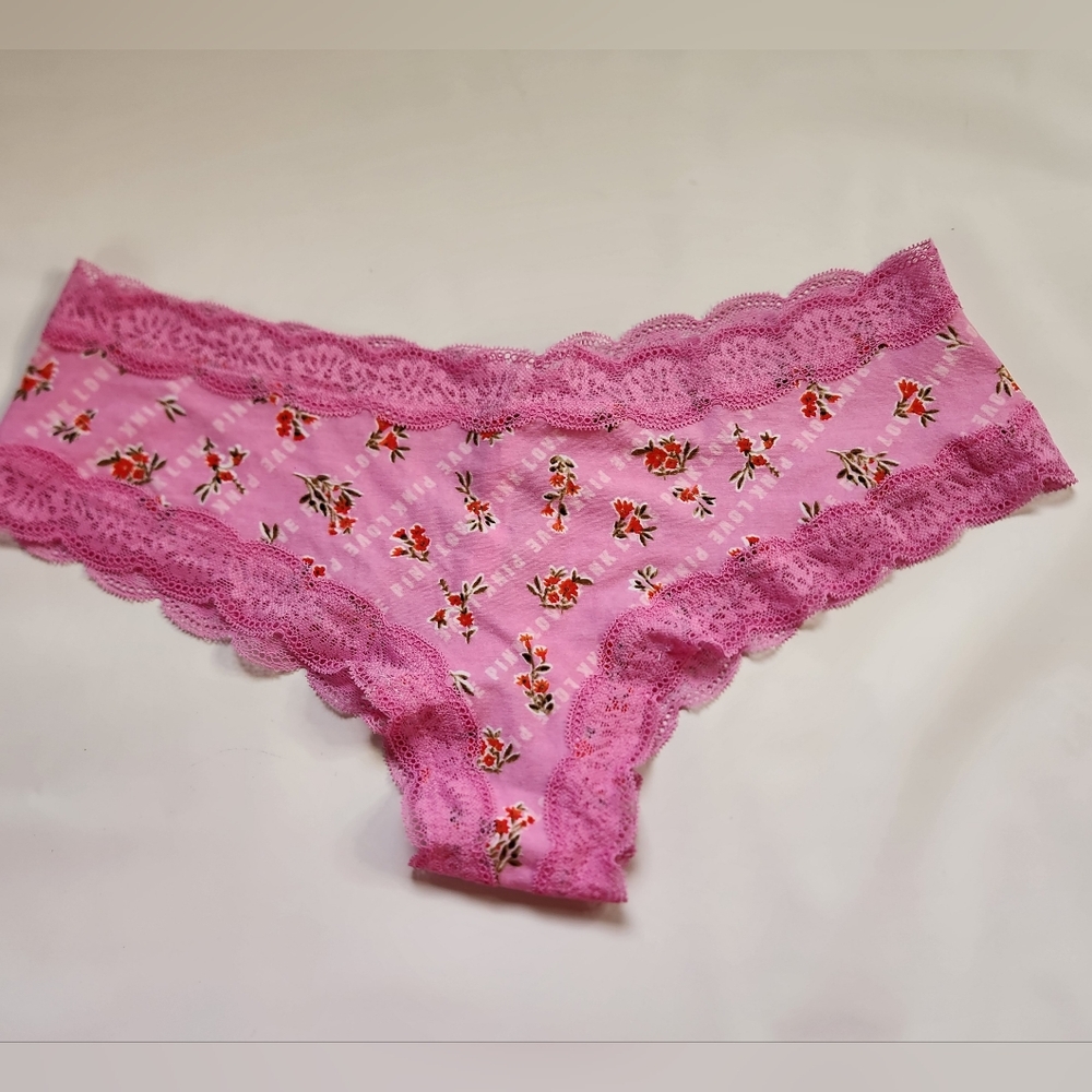 Victorias Secret Pink Lace Trim Hipster Size XL Floral New